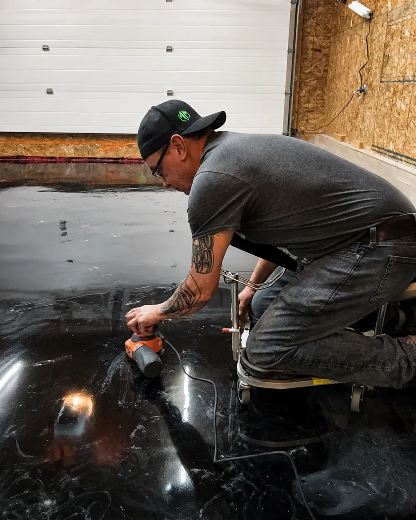 Epoxy flooring installation in Alberta by Blue Jobs Epoxy